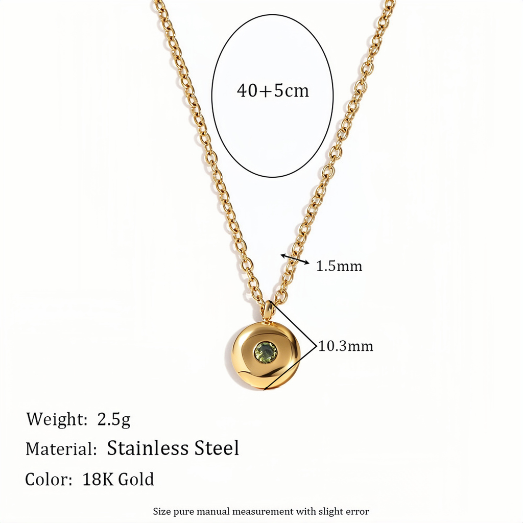 The Hammered Birthstone Disc | 18K Gold Plated Identity Necklace
