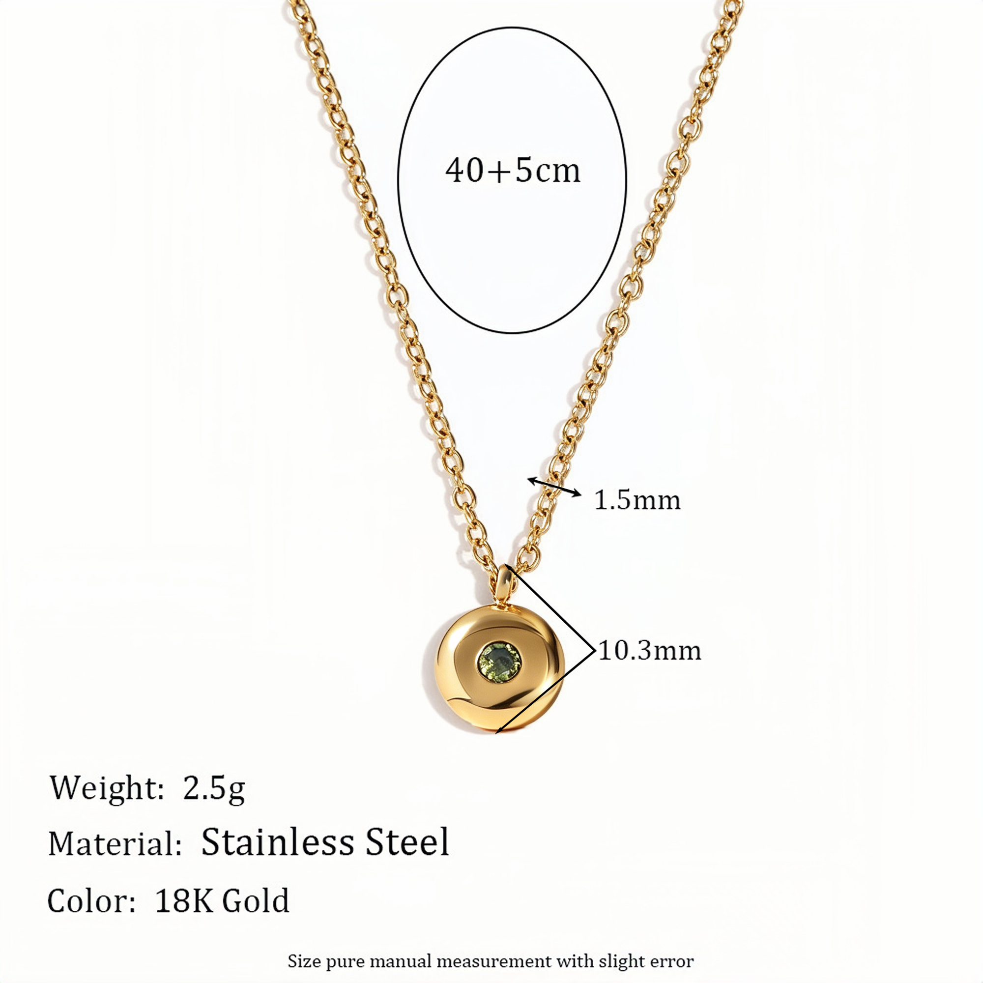 The Hammered Birthstone Disc | 18K Gold Plated Identity Necklace