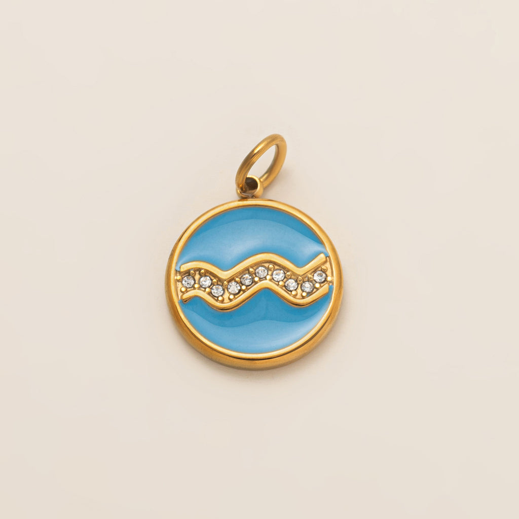 The Pave Celestial Coin | 18K Gold & Vibrant Enamel Zodiac Pendant
