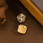 The Amber Radiant Square Studs | S925 Sterling Silver Smoky Zircon Piece