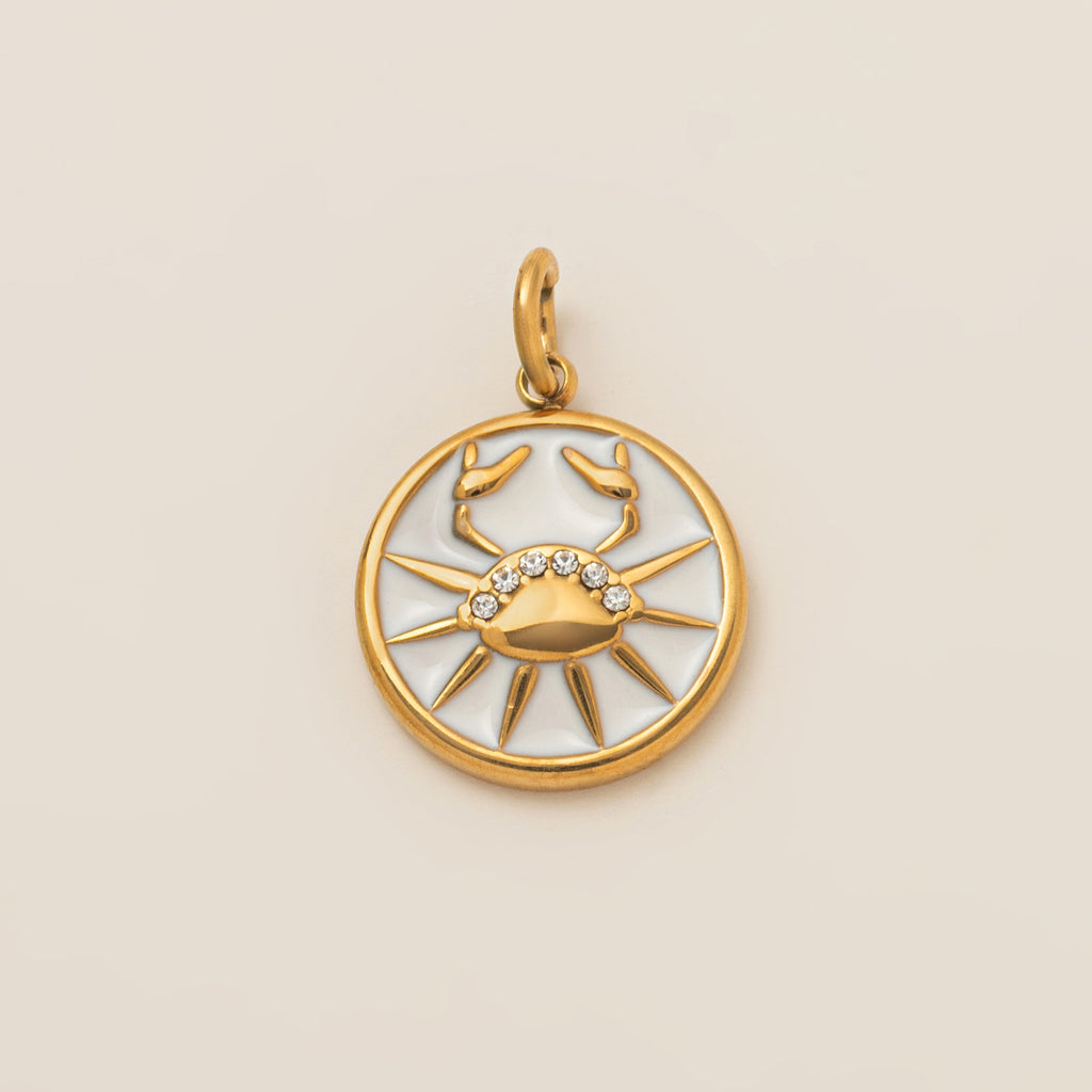 The Pave Celestial Coin | 18K Gold & Vibrant Enamel Zodiac Pendant