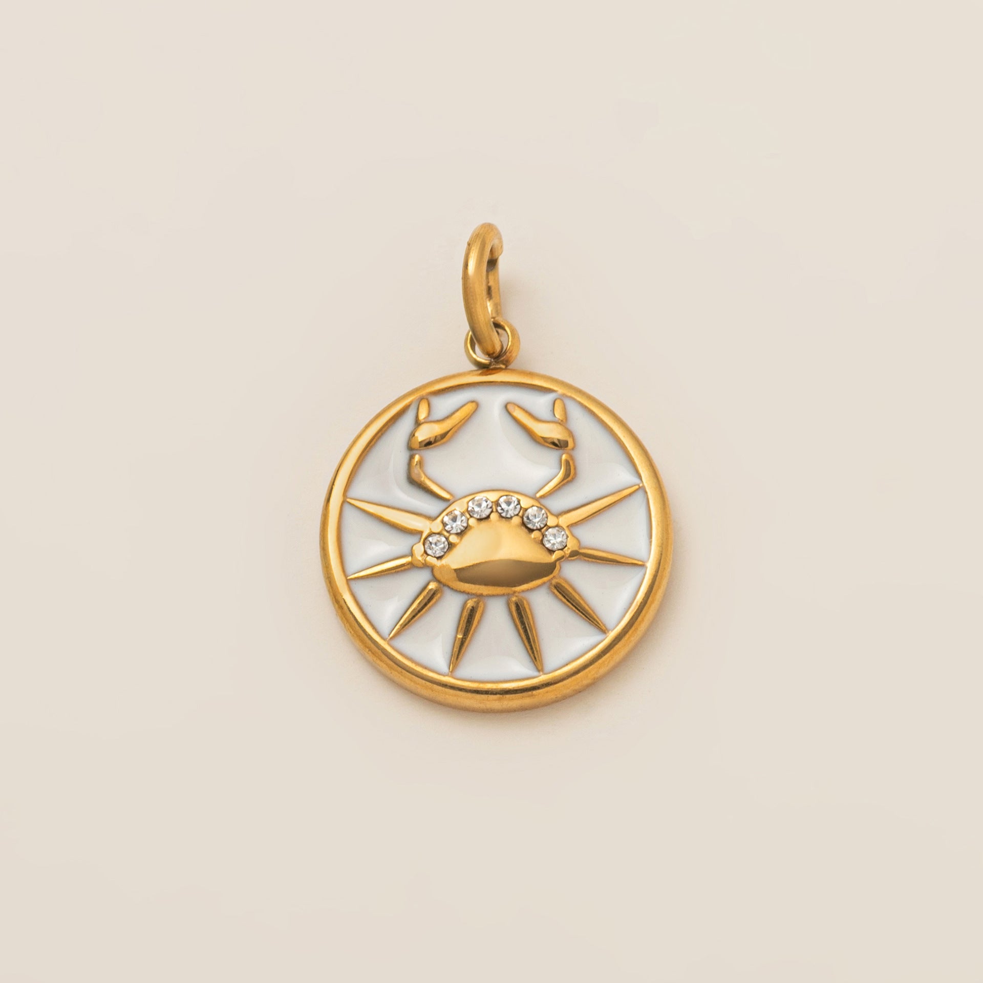 The Pave Celestial Coin | 18K Gold & Vibrant Enamel Zodiac Pendant