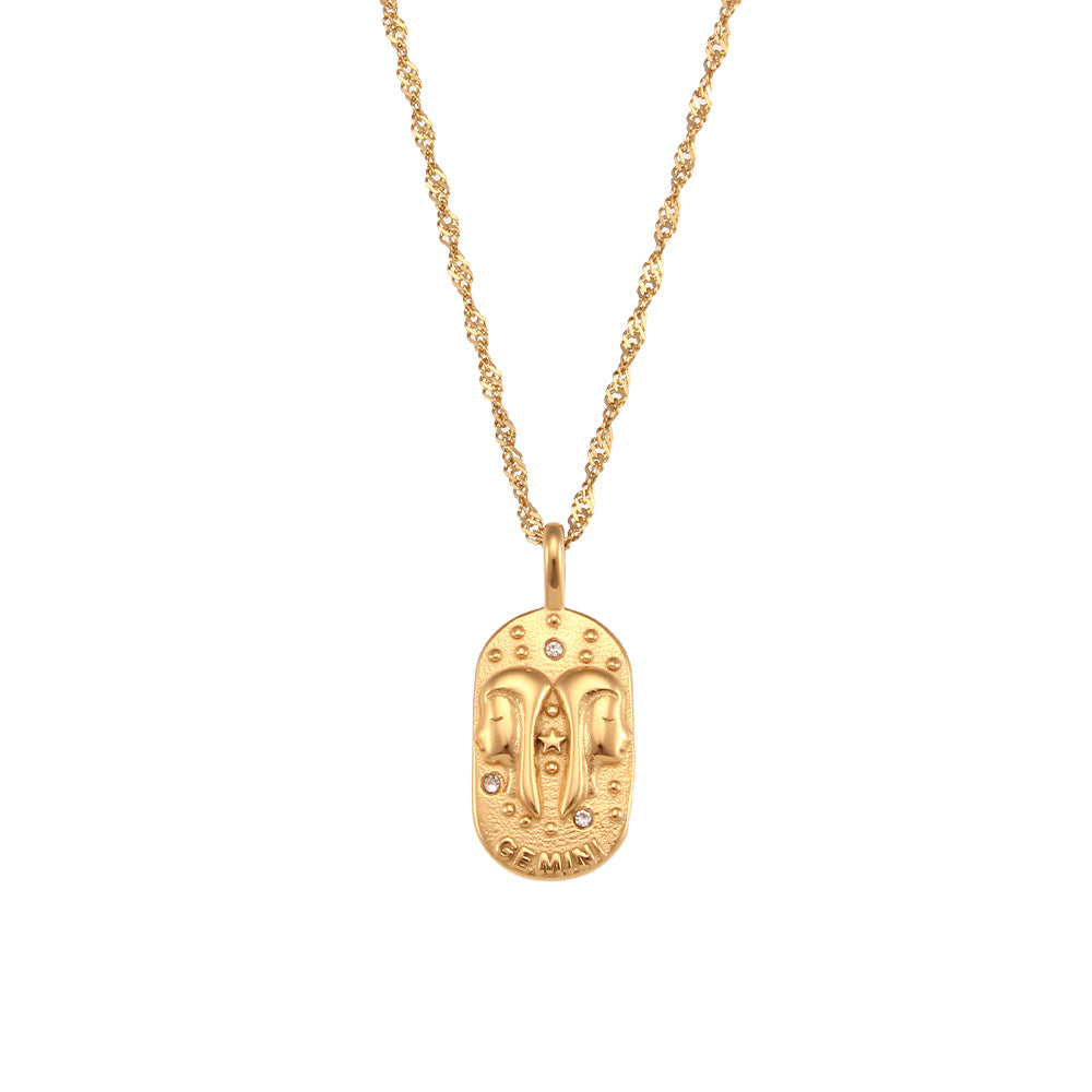 The Celestial Heritage Necklace | Vintage Zodiac Oval Pendant