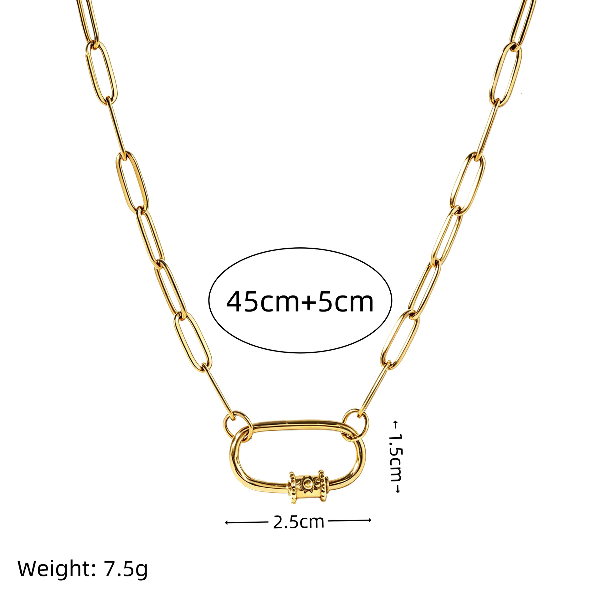 Astra Sunburst Carabiner Paperclip Chain Necklace | 18K Gold Plated Waterproof DIY Charm Holder Choker