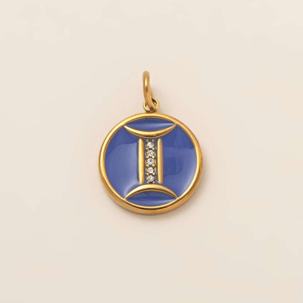 The Pave Celestial Coin | 18K Gold & Vibrant Enamel Zodiac Pendant