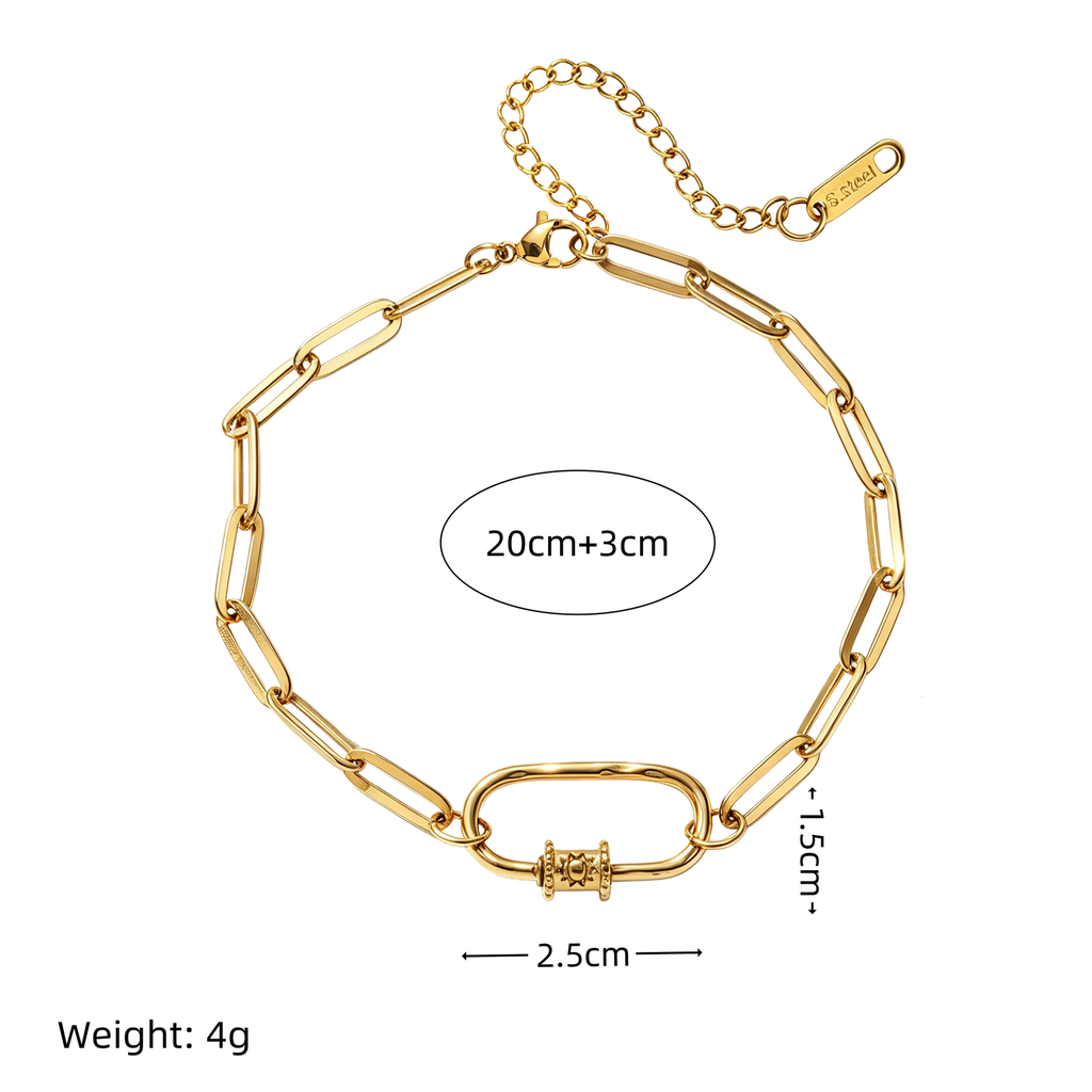 Astar Sunburst Carabiner Paperclip Chain Bracelet | 18K Gold Plated Waterproof DIY Charm Holder Jewelry