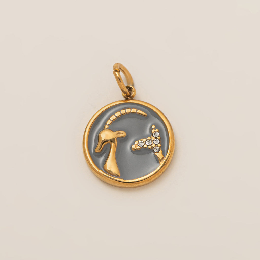 The Pave Celestial Coin | 18K Gold & Vibrant Enamel Zodiac Pendant