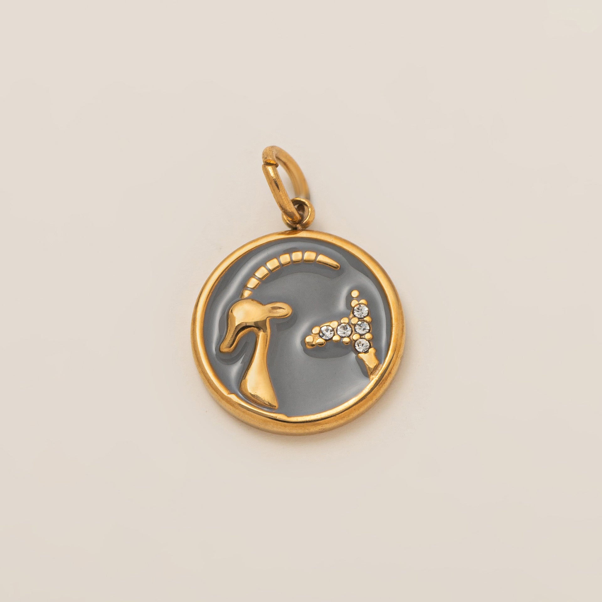 The Pave Celestial Coin | 18K Gold & Vibrant Enamel Zodiac Pendant