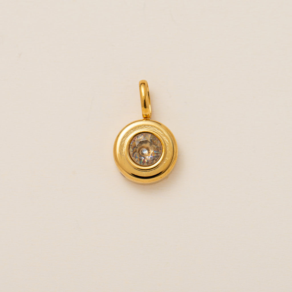 The Aura Prism Birthstone Charm | 18K Gold Plated Faceted Gemstone Pendant