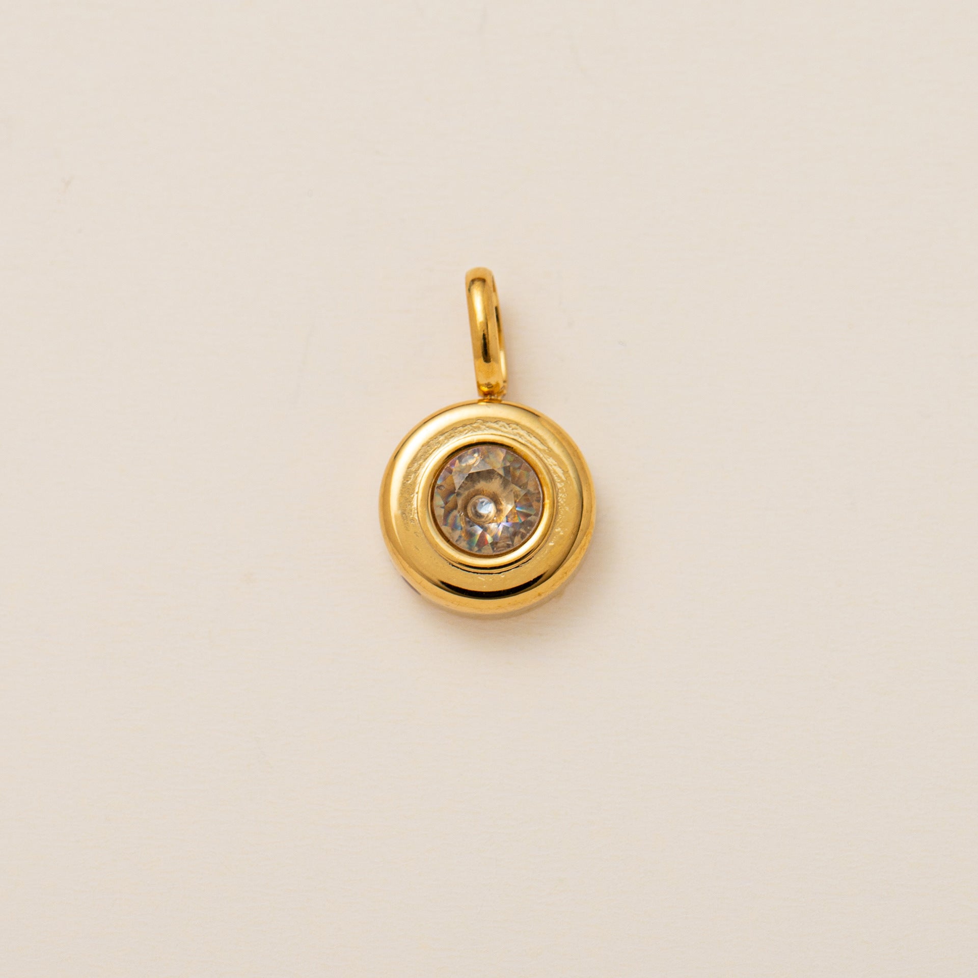 The Aura Prism Birthstone Charm | 18K Gold Plated Faceted Gemstone Pendant