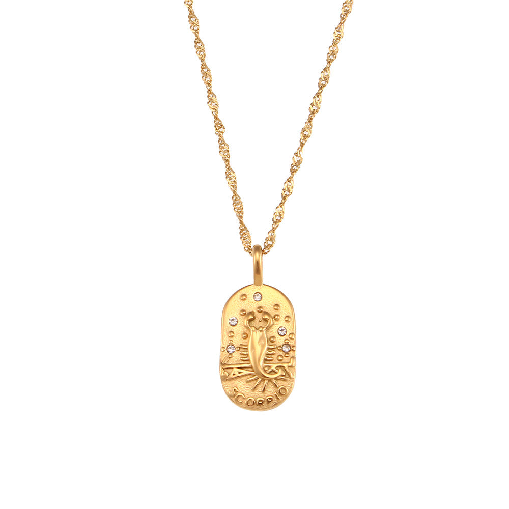 The Celestial Heritage Necklace | Vintage Zodiac Oval Pendant