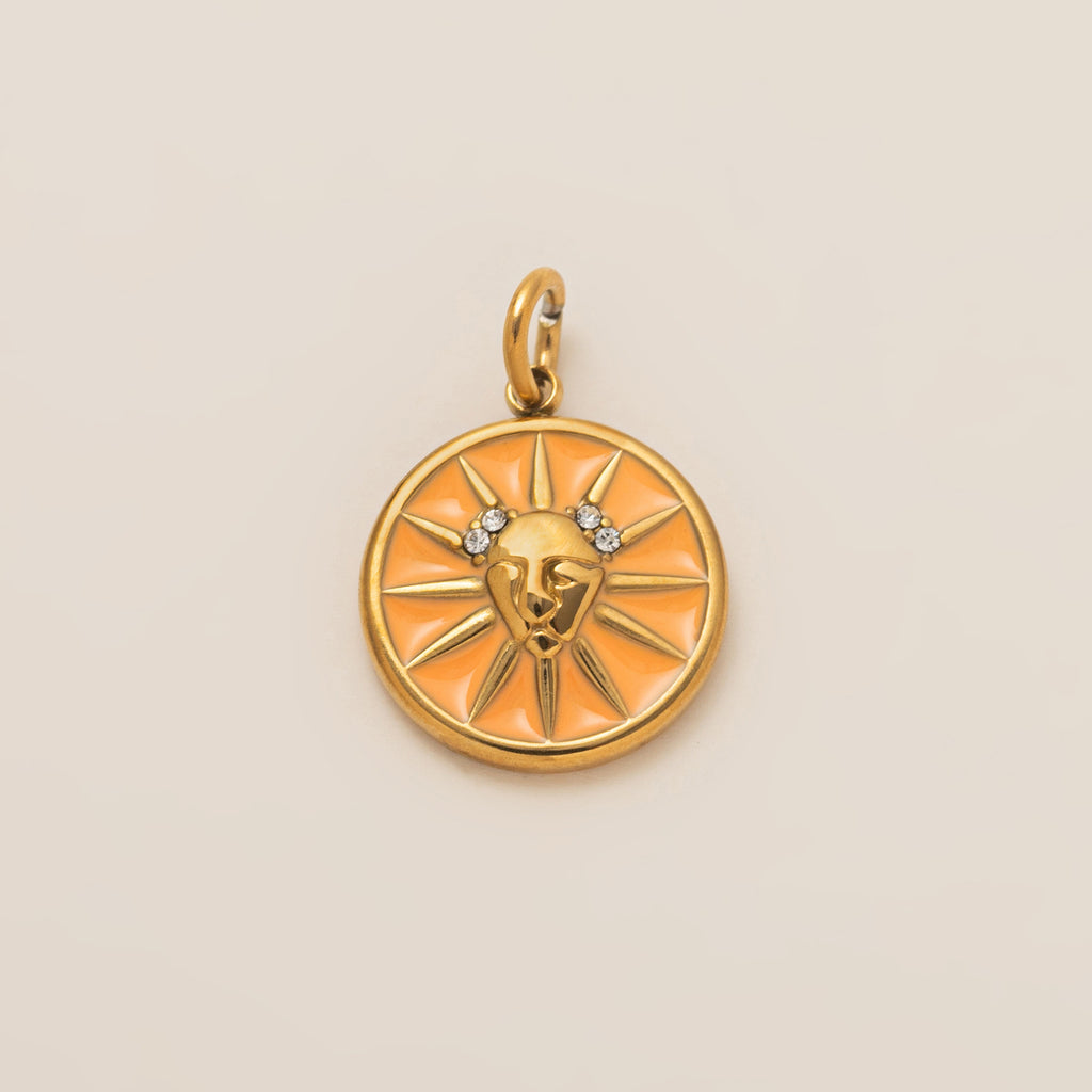 The Pave Celestial Coin | 18K Gold & Vibrant Enamel Zodiac Pendant