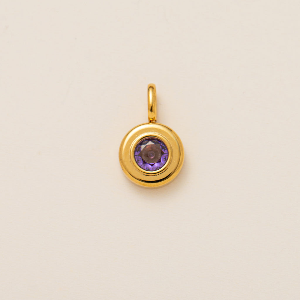 The Aura Prism Birthstone Charm | 18K Gold Plated Faceted Gemstone Pendant