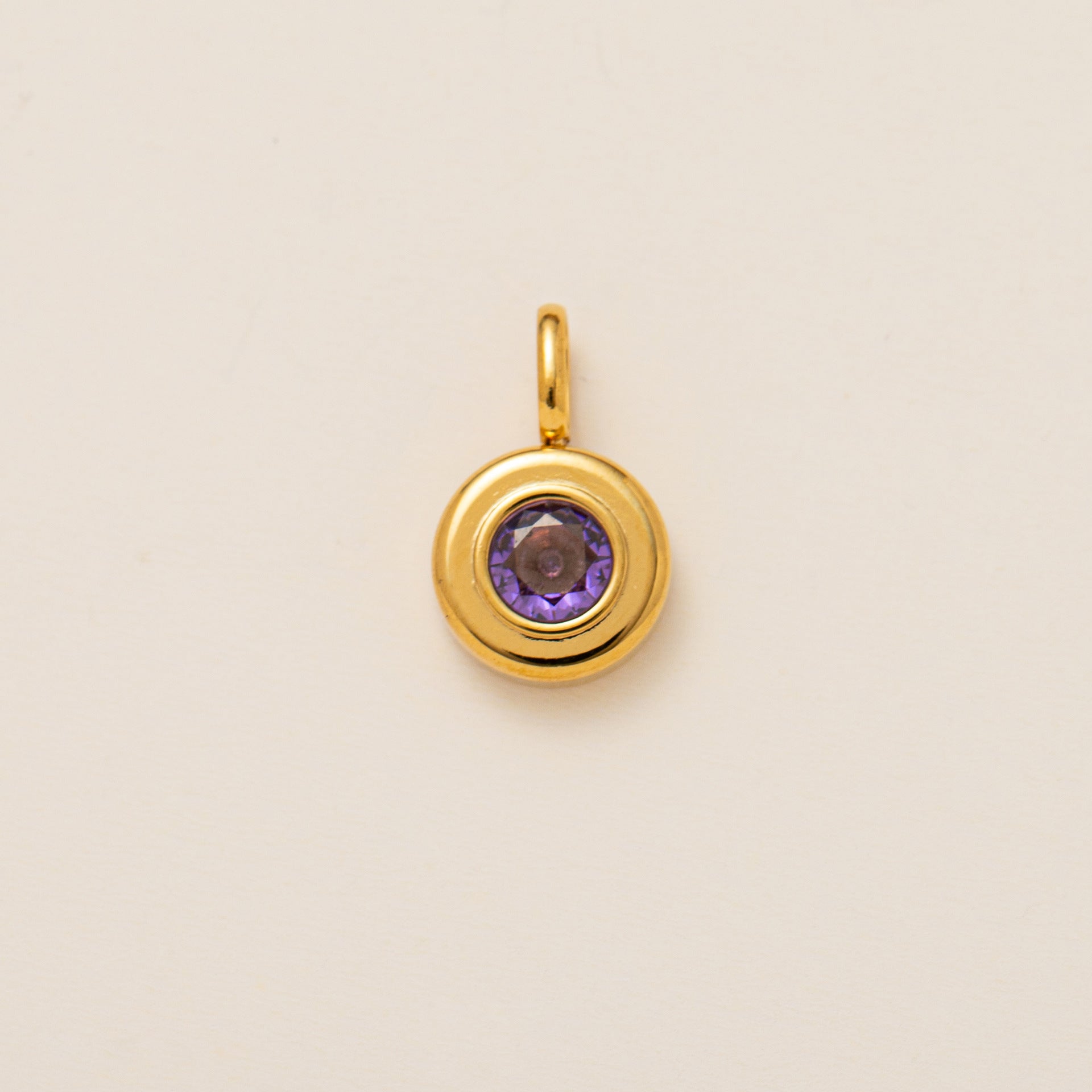 The Aura Prism Birthstone Charm | 18K Gold Plated Faceted Gemstone Pendant