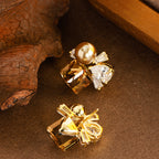 The Sugar-Gleam Pearl Studs | S925 Sterling Silver Colorful CZ Earrings