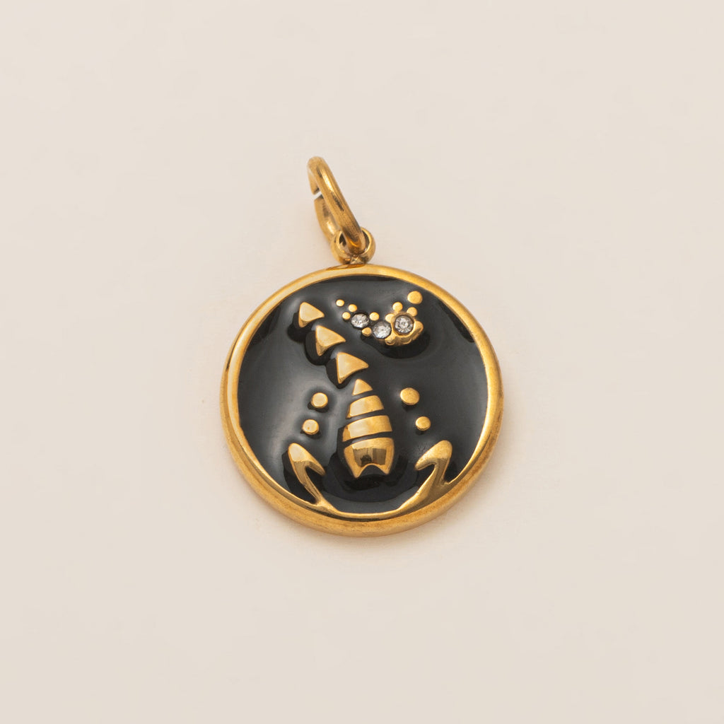 The Pave Celestial Coin | 18K Gold & Vibrant Enamel Zodiac Pendant