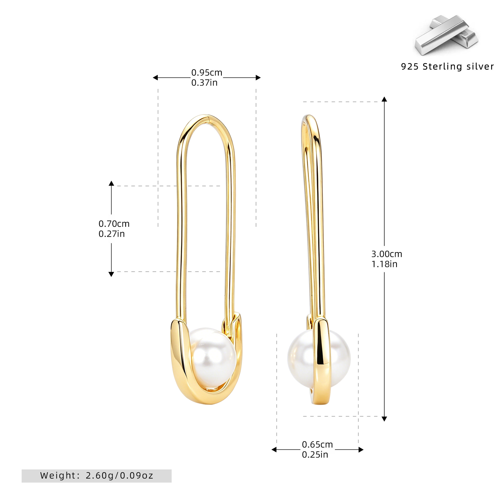 The Rebel Pearl Safety Pin Hoops | 18K Gold Plated Freshwater Pearl Earring