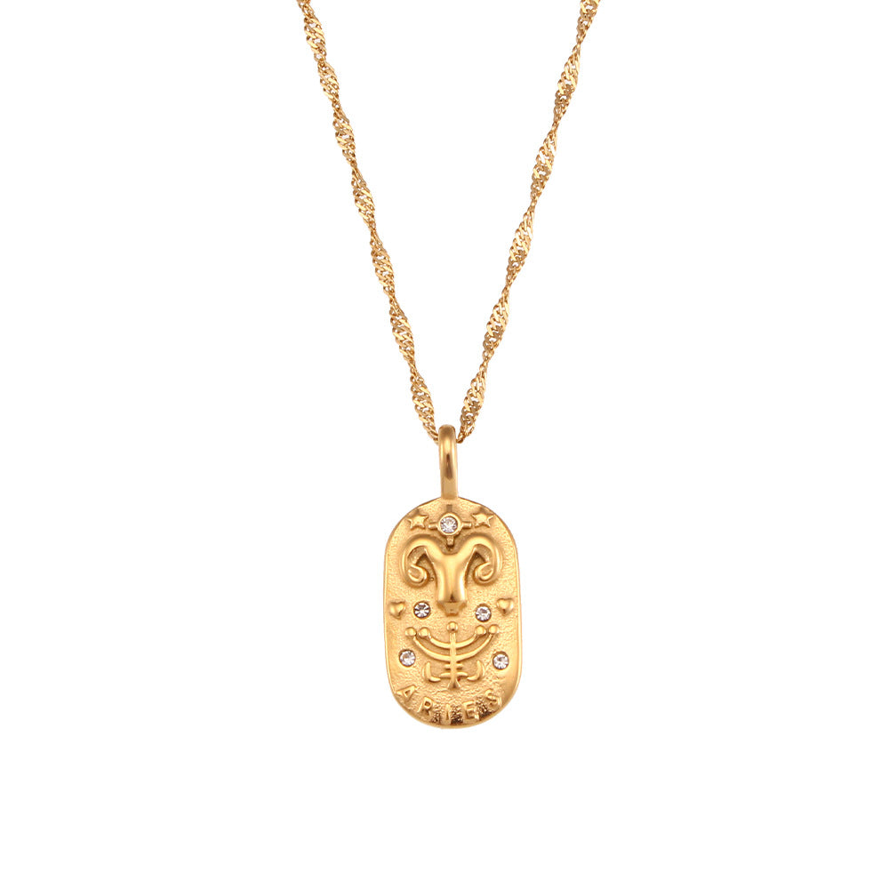 The Celestial Heritage Necklace | Vintage Zodiac Oval Pendant