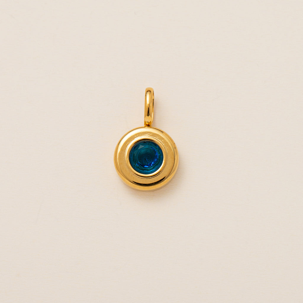 The Aura Prism Birthstone Charm | 18K Gold Plated Faceted Gemstone Pendant