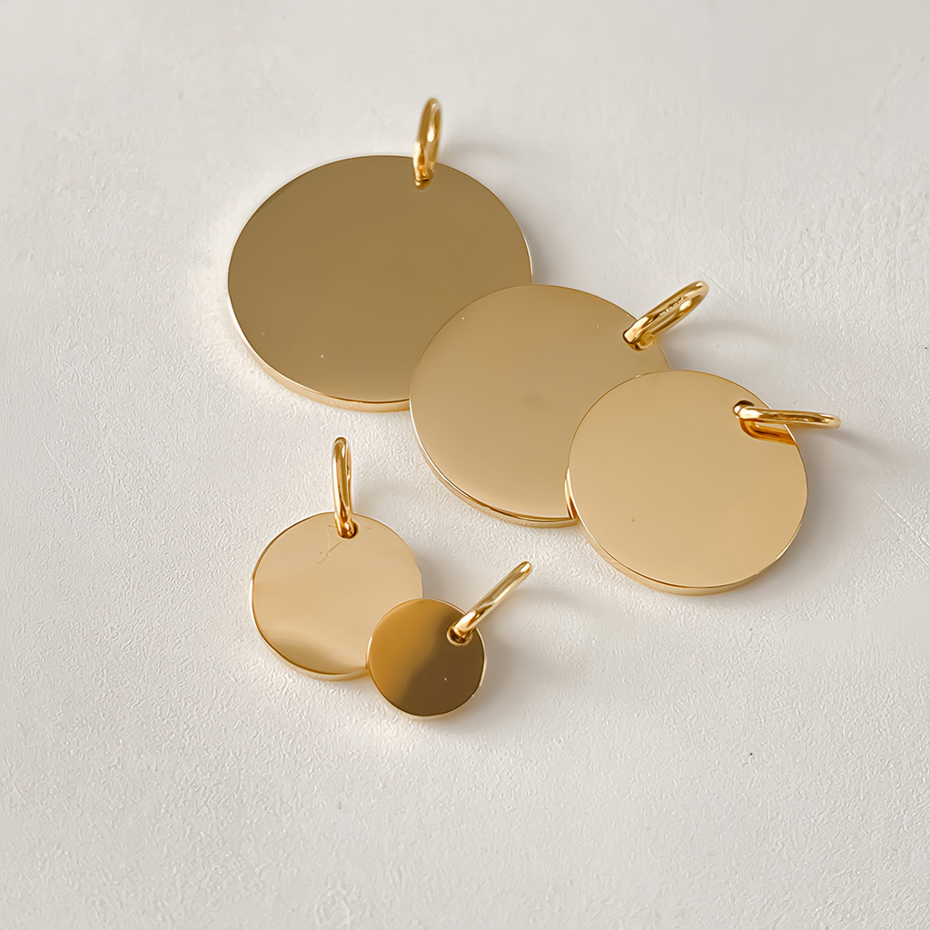 The Signature Disc Charm | Custom Engraved 18K Gold Identity Piece
