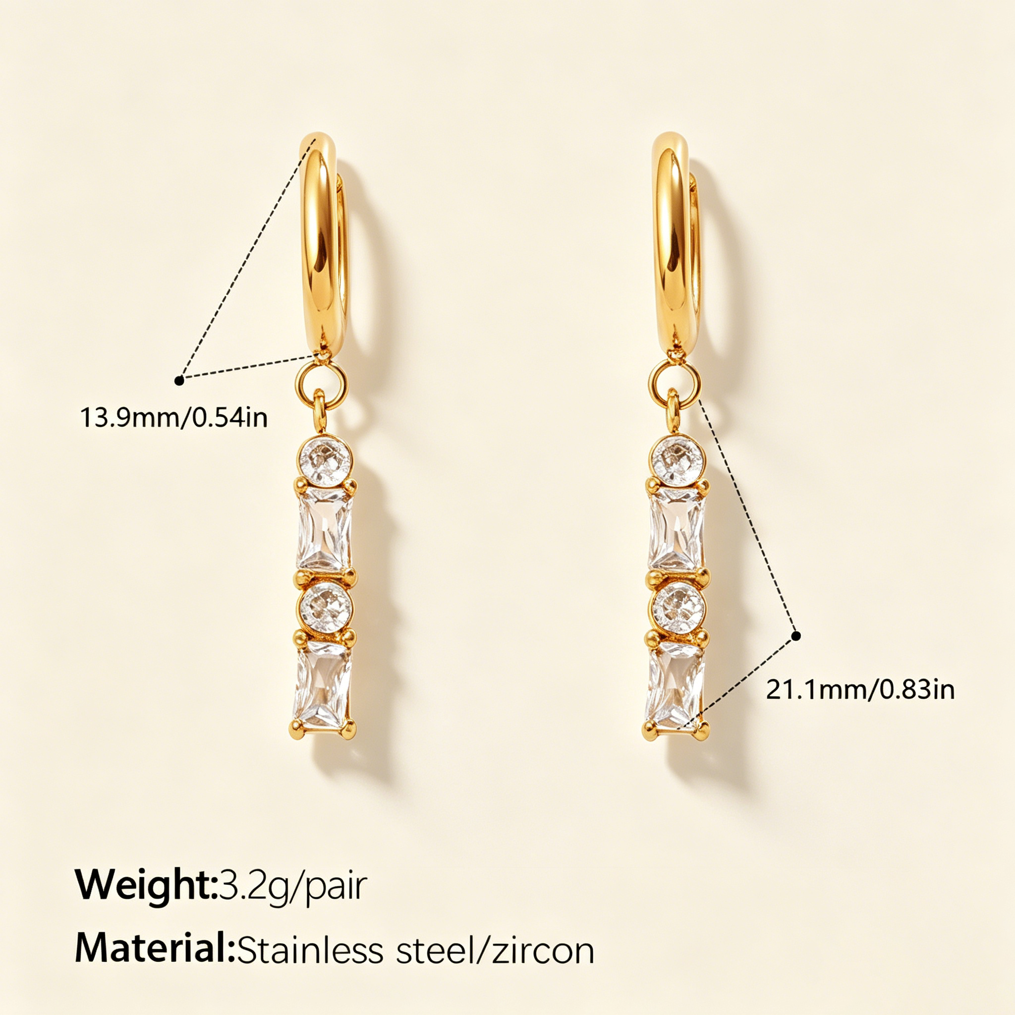 The Lumina Mosaic Huggies | 18K Gold Plated Mixed-Cut Crystal Drop Earrings