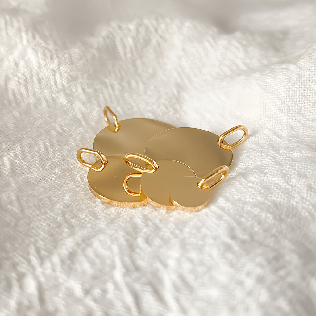 The Signature Disc Charm | Custom Engraved 18K Gold Identity Piece