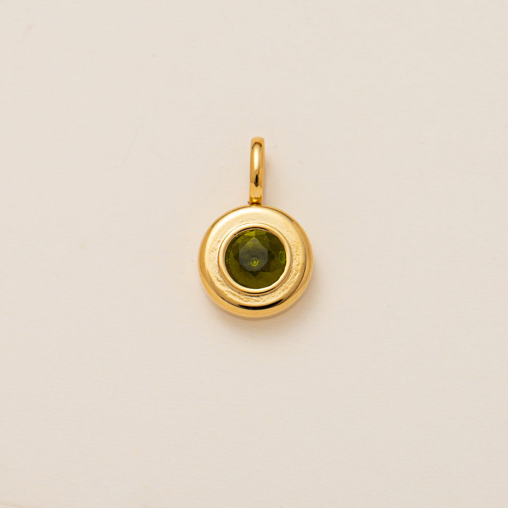 The Aura Prism Birthstone Charm | 18K Gold Plated Faceted Gemstone Pendant