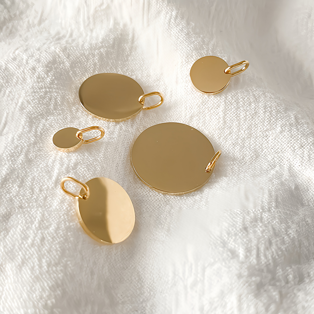 The Signature Disc Charm | Custom Engraved 18K Gold Identity Piece