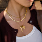 Aura Daisy & Heart Charm Necklace Set - 18K Gold PVD Waterproof