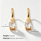 The Lumina Solitaire Huggies | 18K Gold Plated Floating Round Crystal Drop Earrings