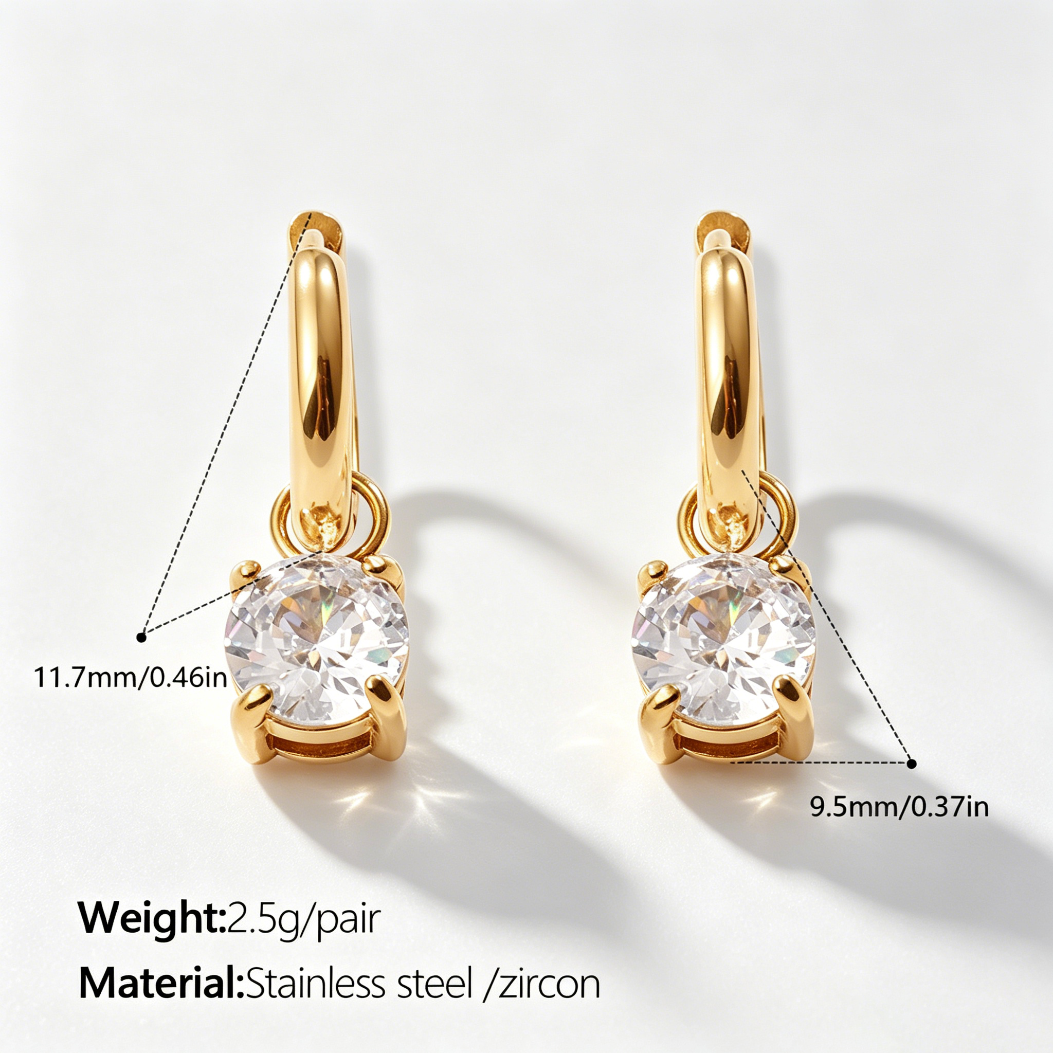 The Lumina Solitaire Huggies | 18K Gold Plated Floating Round Crystal Drop Earrings