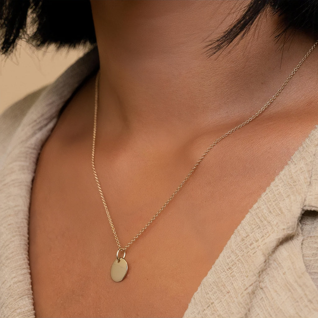 The Signature Disc Charm | Custom Engraved 18K Gold Identity Piece