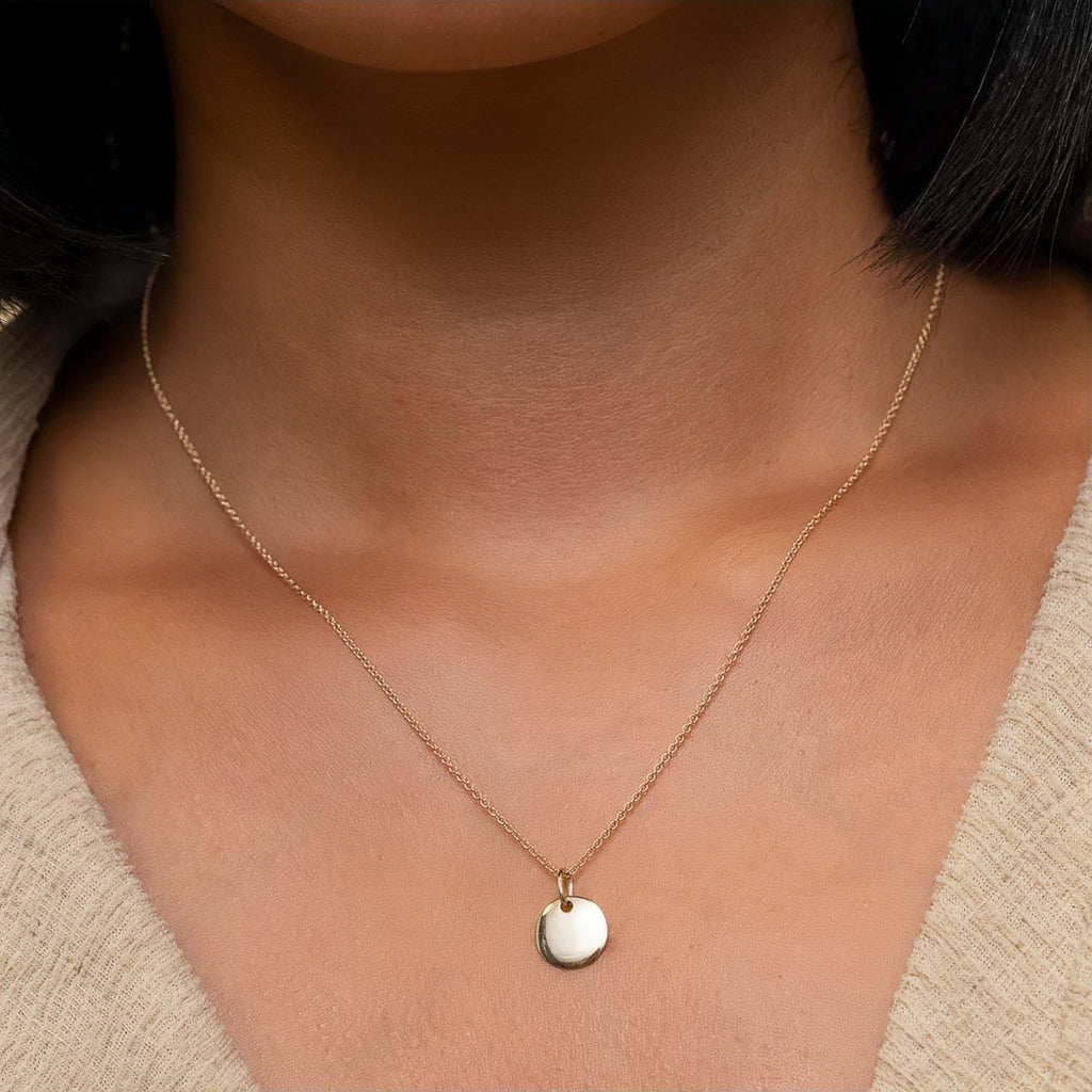 The Signature Disc Charm | Custom Engraved 18K Gold Identity Piece
