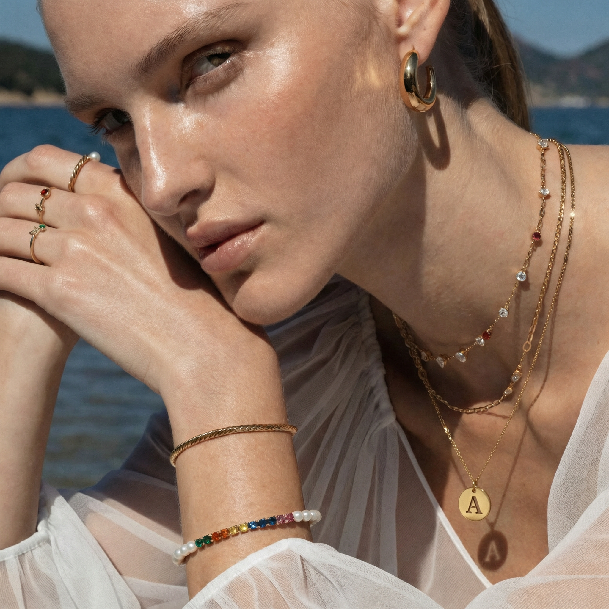 The Monogram Outline Puffy Disc Charm | 18K Gold Plated Laser Cutout Pendant