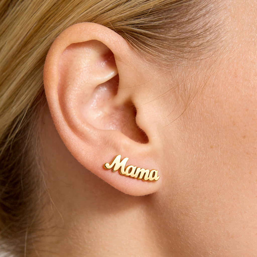 The Whisper Script Name Earrings | 18K Gold Plated Bespoke Typo Studs