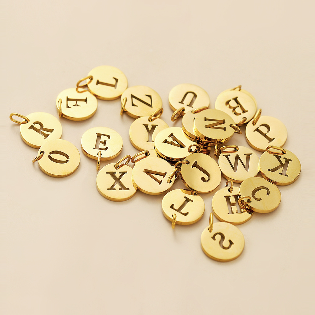 The Monogram Outline Puffy Disc Charm | 18K Gold Plated Laser Cutout Pendant