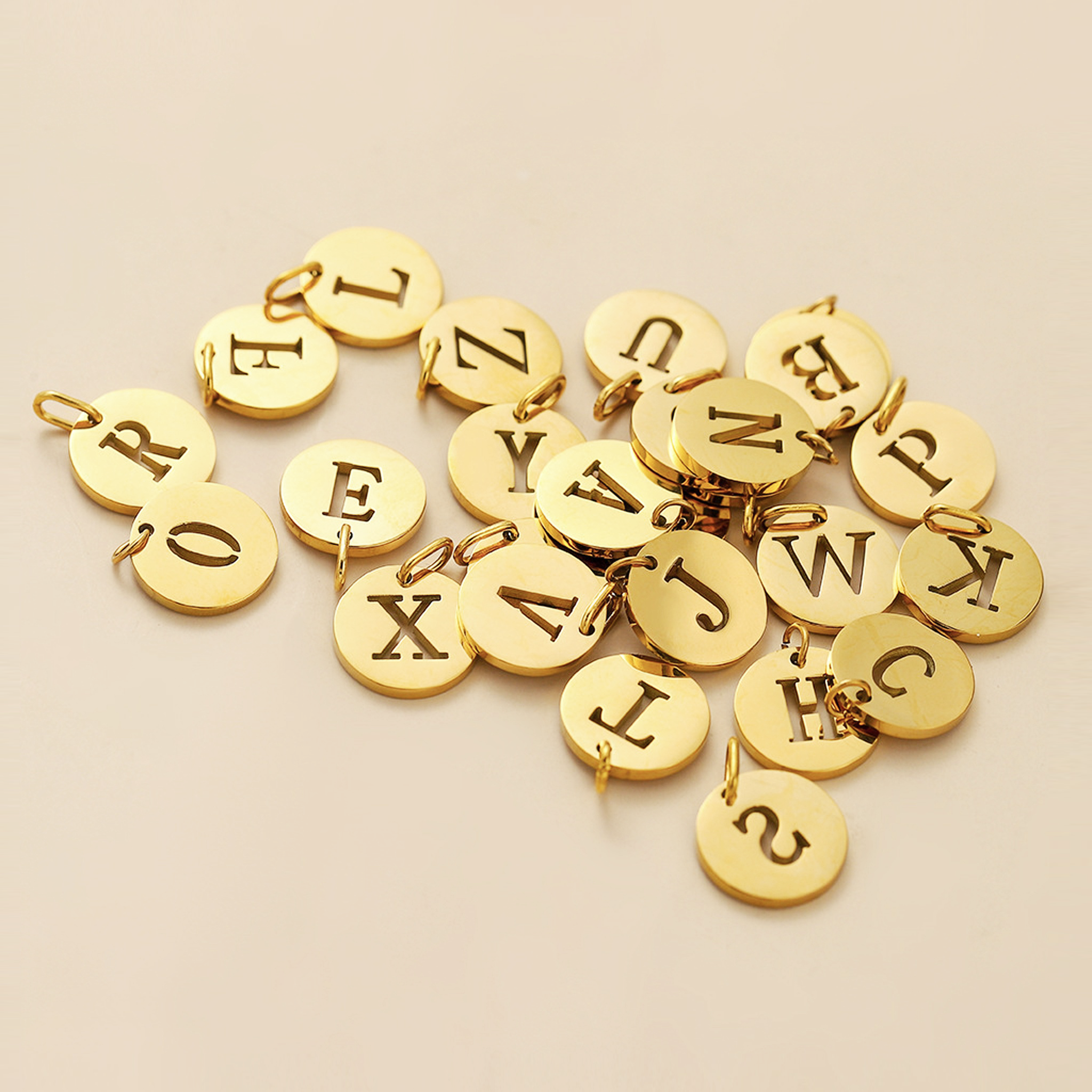 The Monogram Outline Puffy Disc Charm | 18K Gold Plated Laser Cutout Pendant