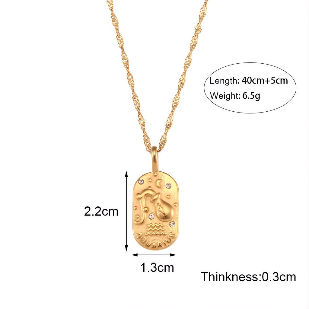 The Celestial Heritage Necklace | Vintage Zodiac Oval Pendant