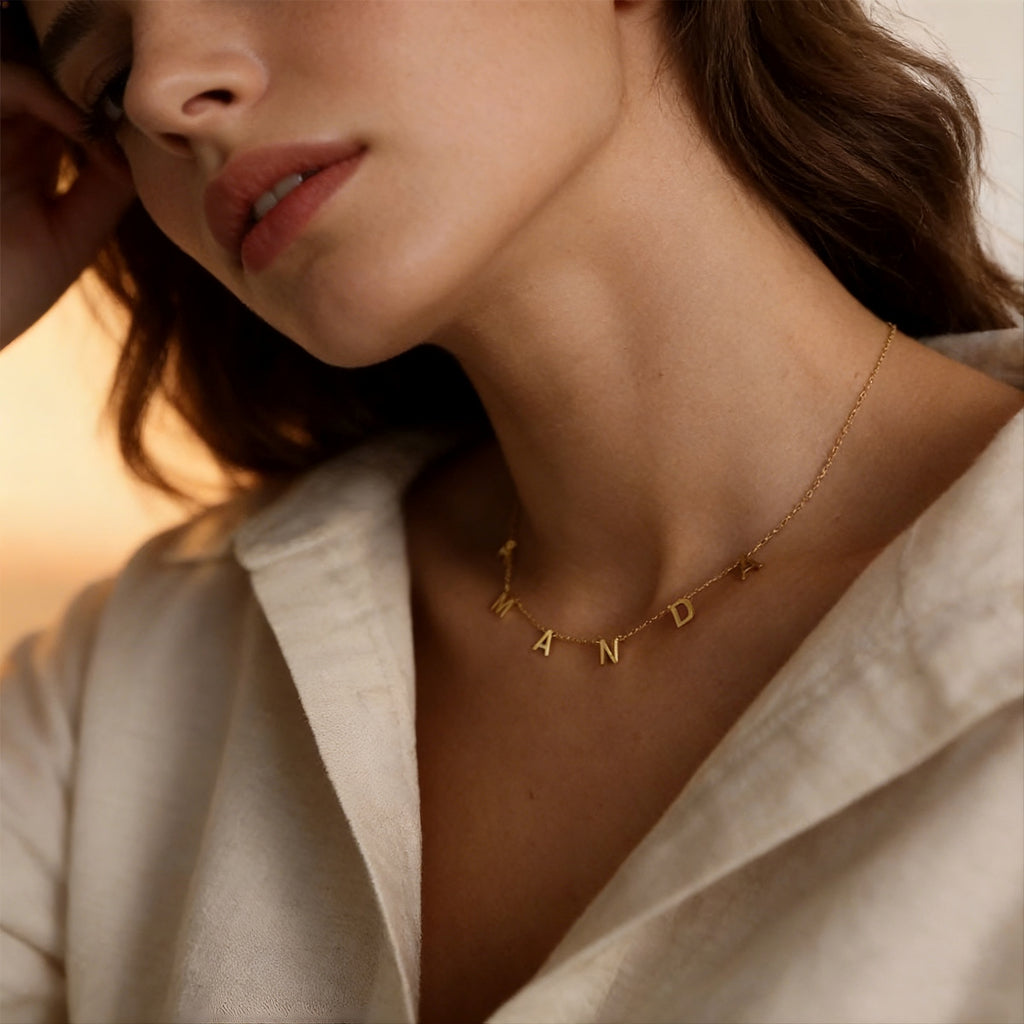 The Freeform Multi-Letter Necklace | 18K Gold Plated Fluid Initial Piece